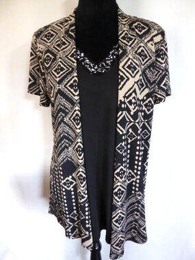 LAVISH BRAND SHORT SLEEVE GEOMETRIC BEADED LAYERED TOP BLOUSE XL (WORN ONCE)